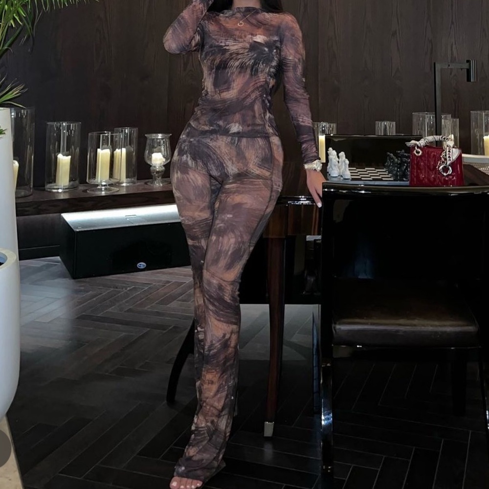 KNWLS Black & Brown Sheer Halycon Trousers S Blouse XS